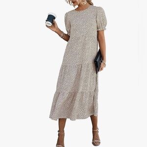 Elegant Apricot Leopard Maxi Dress